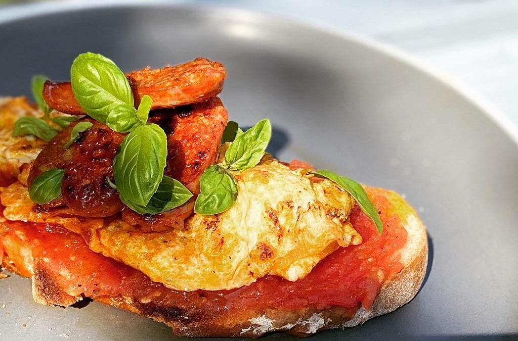 Chorizo, Omelette & Tomato Bread Brunch