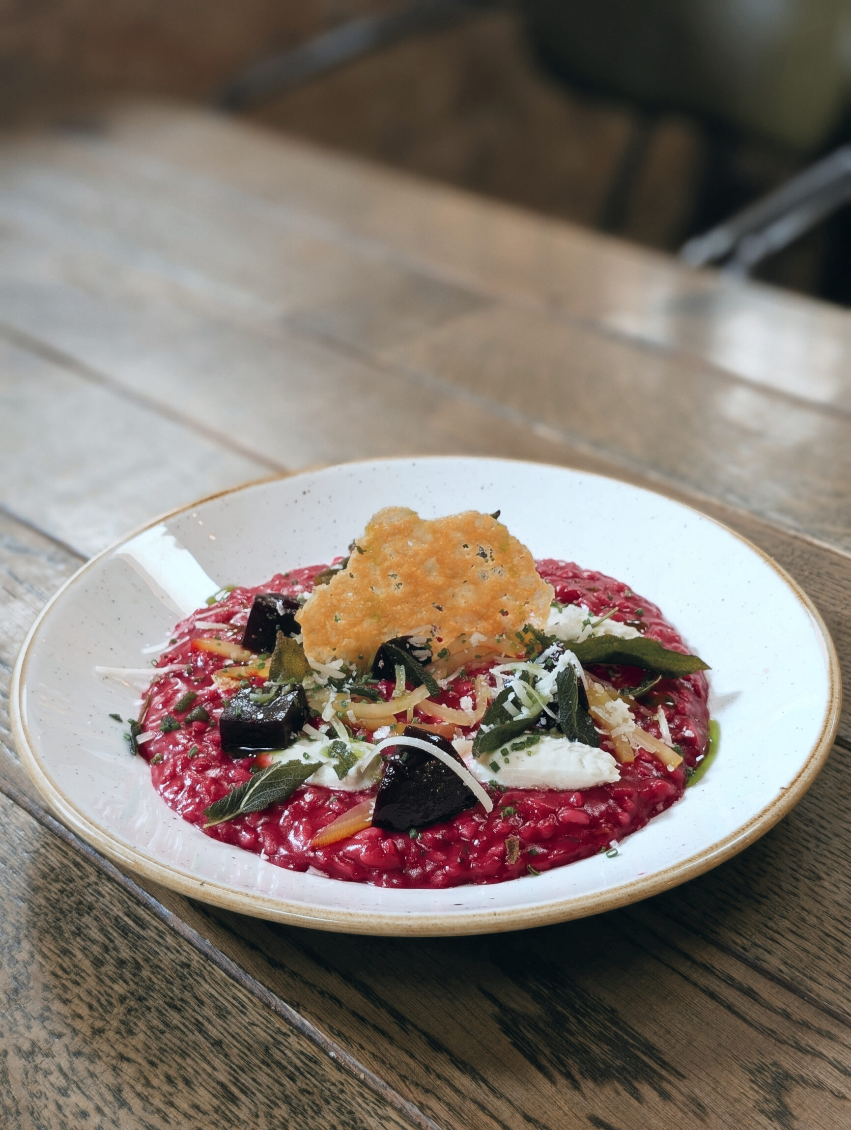 A plate of beetroot risotto